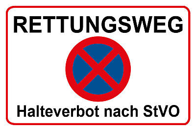 Schild Rettungsweg Parkverbot Halteverbot 12x18 / 20x30 / 30x40 Blech od. Holz