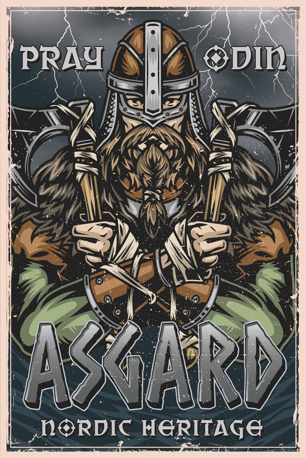 Nostalgie Schild Pray Odin Asgard Vikinger 12x18 / 20x30 / 30x40 Blech od.Holz