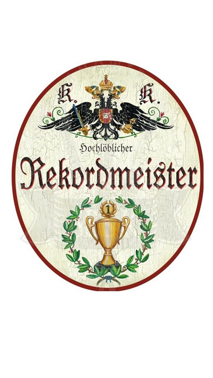 KuK Nostalgie Holzschild "Hochlöblicher Rekordmeister" Pokal Lorbeer