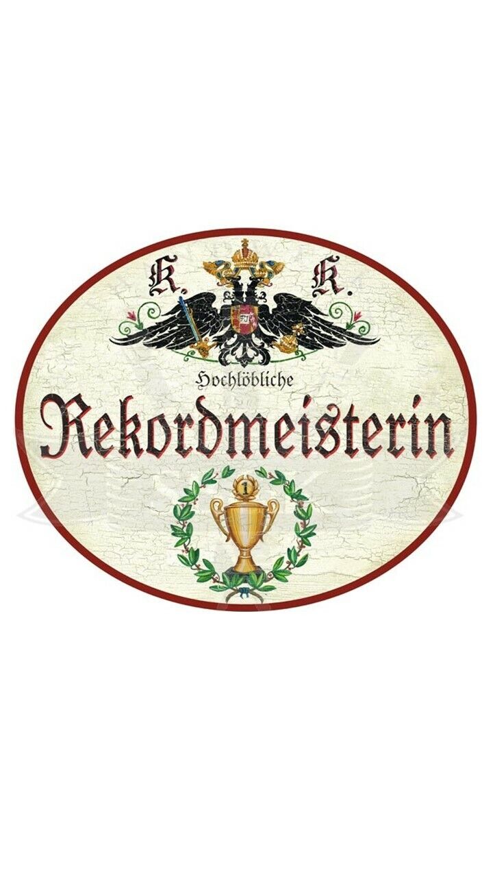 KuK Nostalgie Holzschild "Hochlöbliche Rekordmeisterin" Pokal Lorbeer