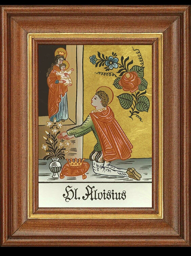 Hinterglasbild Heiliger Aloisius Patronatsbild Taufe Namenspatron  12,7x16
