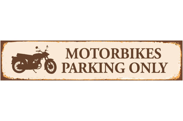 Schild Motorbike Parking Motorrad Parkplatz Parken Biker 46 x 10 Blech od. Holz