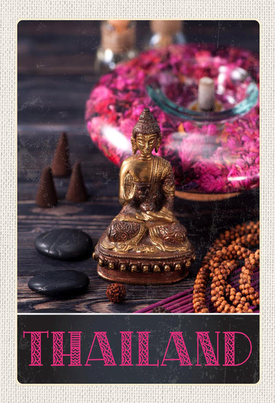 Schild Spruch Thailand Buddha Blüten JW