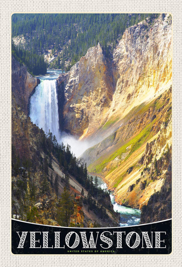 Schild Spruch Yellowstone Nationalpark United States of America USA WasserfallJW