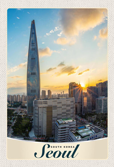 Schild Spruch Seoul South Korea Südkorea Hochhäuser Stadt Sonnenuntergang JW