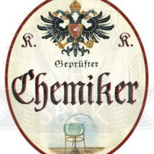 Kuk nostalgie holzschild geprüfter chemiker türschild
