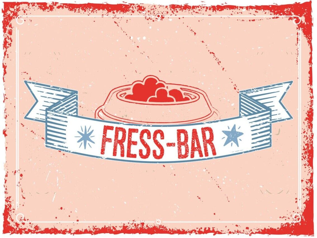 Schild Fress Bar Napf Futter Fressen Haus Tier 12x18 20x30 30x40 Blech/Holz