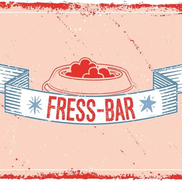 Schild Fress Bar Napf Futter Fressen Haus Tier 12x18 20x30 30x40 Blech/Holz