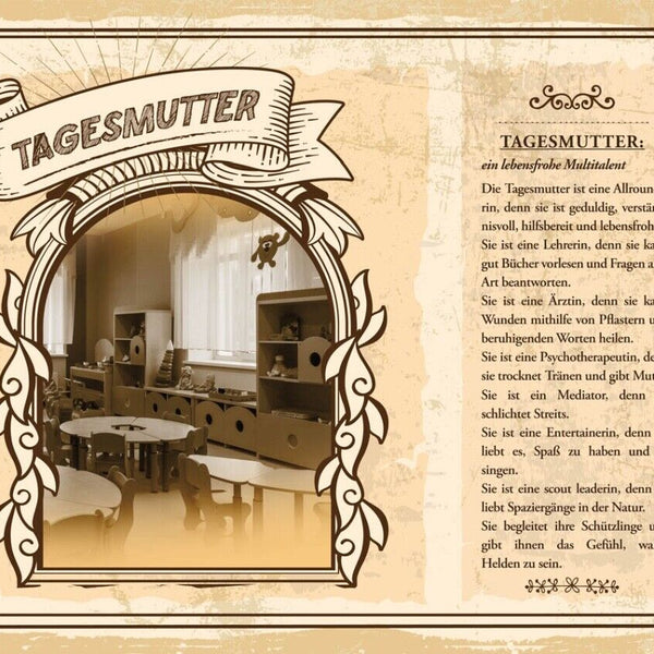 Schild Tagesmutter Beruf Kinder Betreuung Kind Baby 12x18 20x30 30x40 Blech/Holz