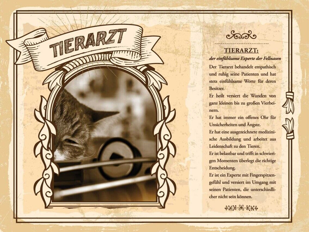 Schild Tierarzt Beruf Tiere Veterinär Doktor 12x18 20x30 30x40 Blech/Holz