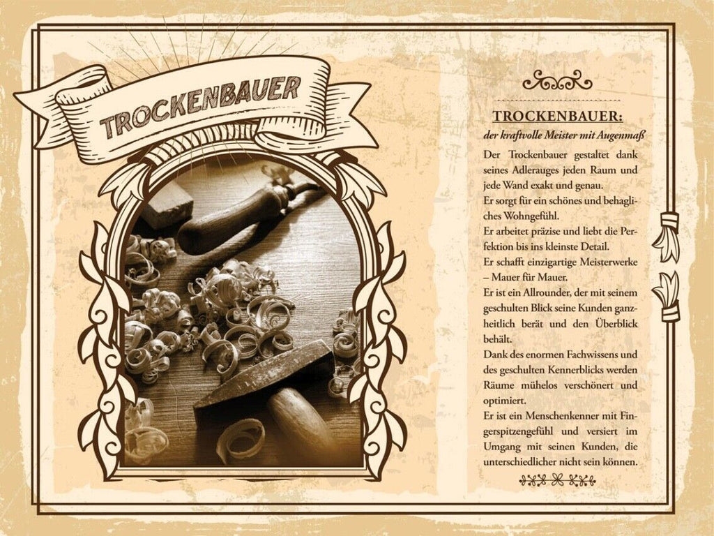 Schild Trockenbauer Beruf Handwerker Monteur Wand 12x18 20x30 30x40 Blech/Holz