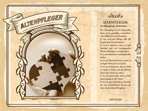 Schild Altenpfleger Beruf Pflege Senioren Heim 12x18 20x30 30x40 Blech/Holz