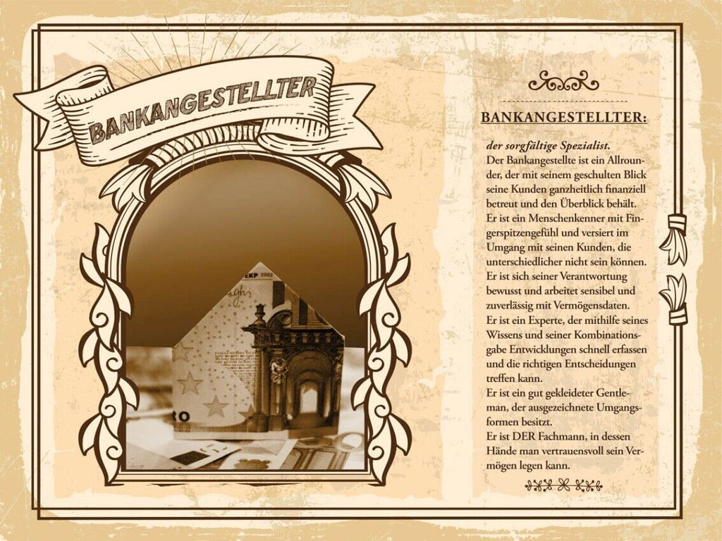 Schild Bankangestellter Beruf Bank Bänker Geld 12x18 20x30 30x40 Blech/Holz