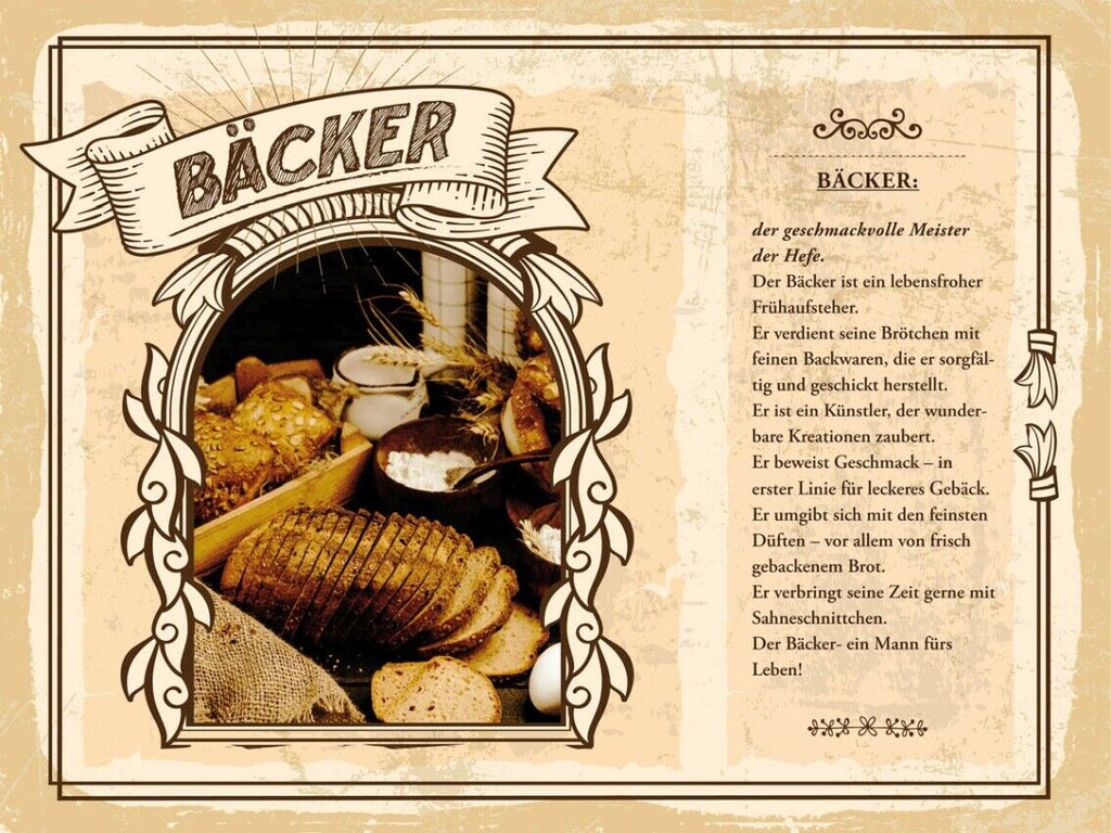 Schild Bäcker Beruf Brot Backen Backhandwerk 12x18 20x30 30x40 Blech/Holz