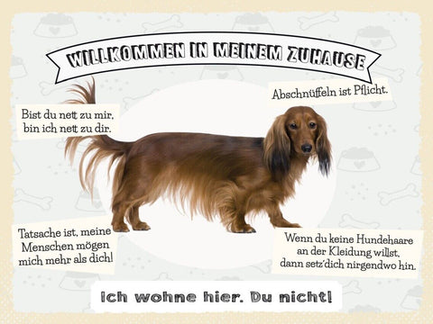 Schild Willkommen In Meinem Zuhause Dackel Hund 12x18 20x30 30x40 Blech/Holz