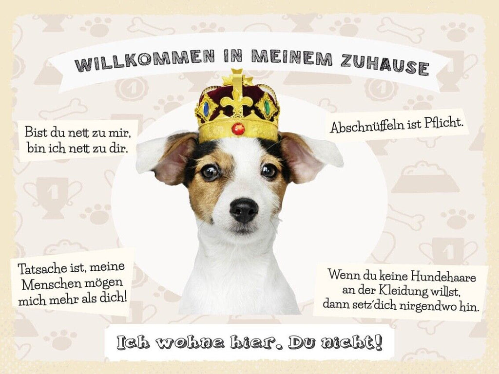 Schild Willkommen Zuhause Jack Russel Terrier Hund 12x18 20x30 30x40 Blech/Holz