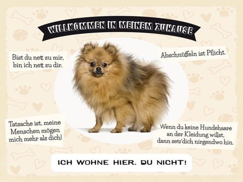 Schild Willkommen In Meinem Zuhause Spitz Hund 12x18 20x30 30x40 Blech/Holz