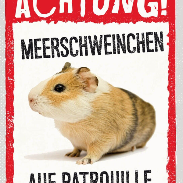 Schild Achtung Meerschweinchen Auf Patrouille Tier 12x18 20x30 30x40 Blech/Holz