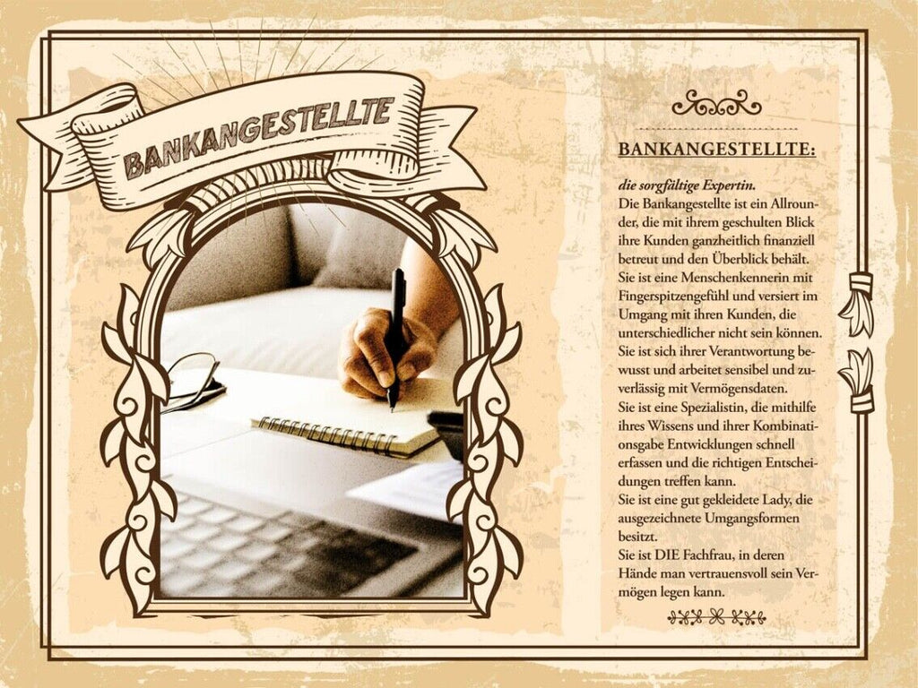 Schild Bankangestellte Beruf Bank Bänkerin Geld 12x18 20x30 30x40 Blech/Holz