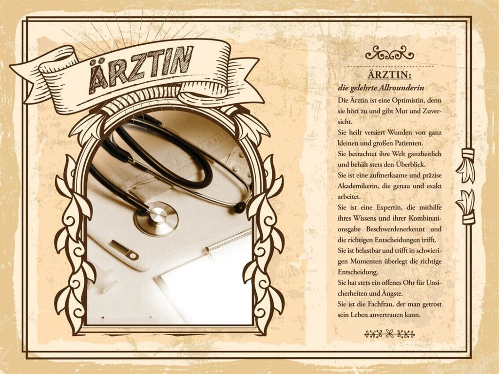 Schild Ärztin Beruf Doktor Medizinerin Heilkundige 12x18 20x30 30x40 Blech/Holz