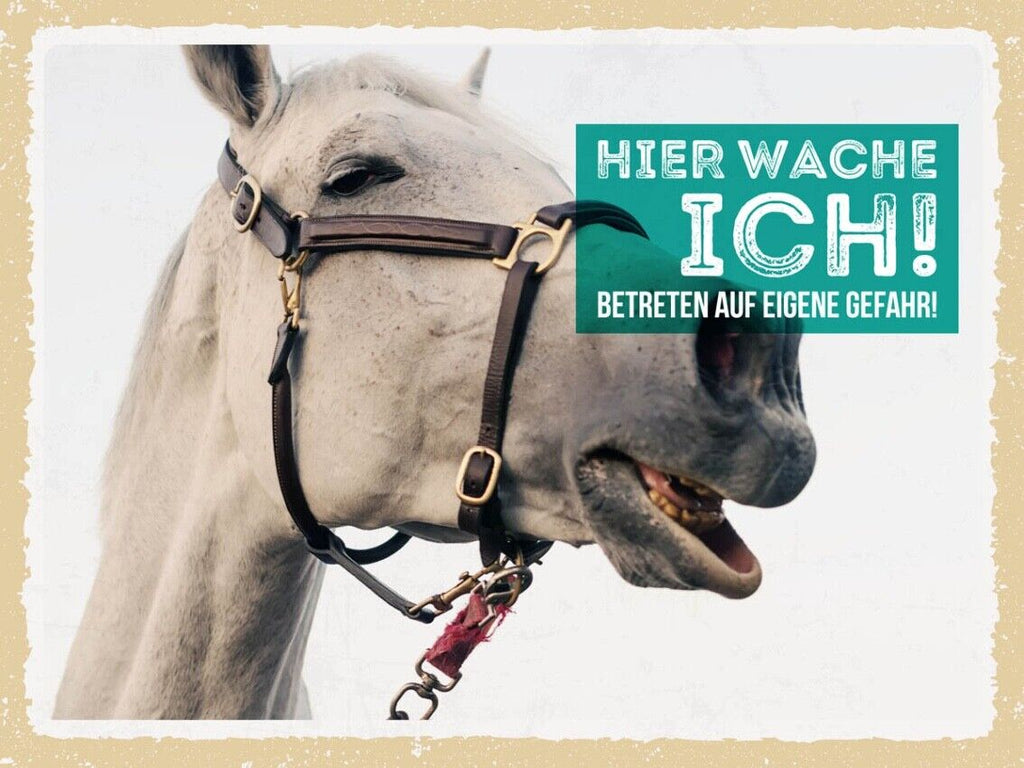 Schild Hier Wache Ich Pferd Schimmel Gefahr Tier 12x18 20x30 30x40 Blech/Holz