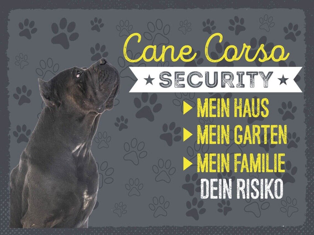 Schild Cane Corso Security Hund Haus Garten Risiko 12x18 20x30 30x40 Blech/Holz