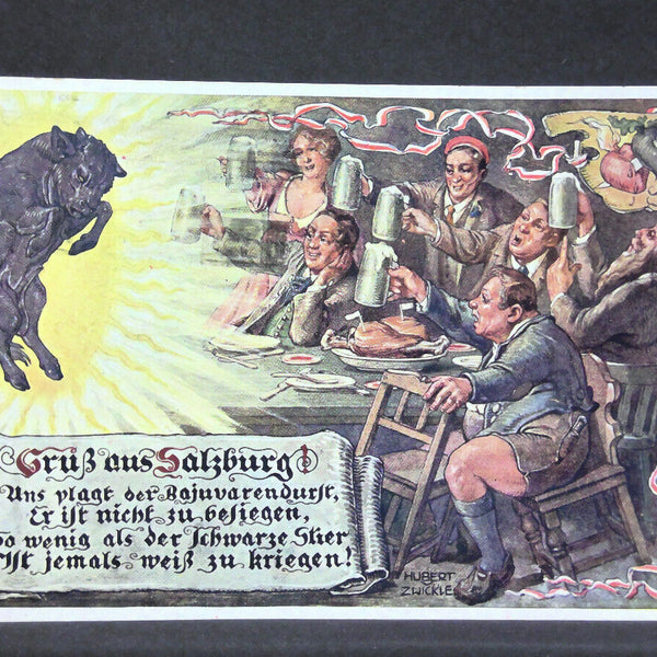 Salzburger Stier "Uns plagt der Bajuvarendurst.." Bier Lederhosen JW 7070