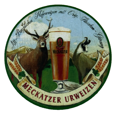 Nostalgie Holzschild Meckatzer Urweizen Bier Alkohol Glas Brauerei Schild