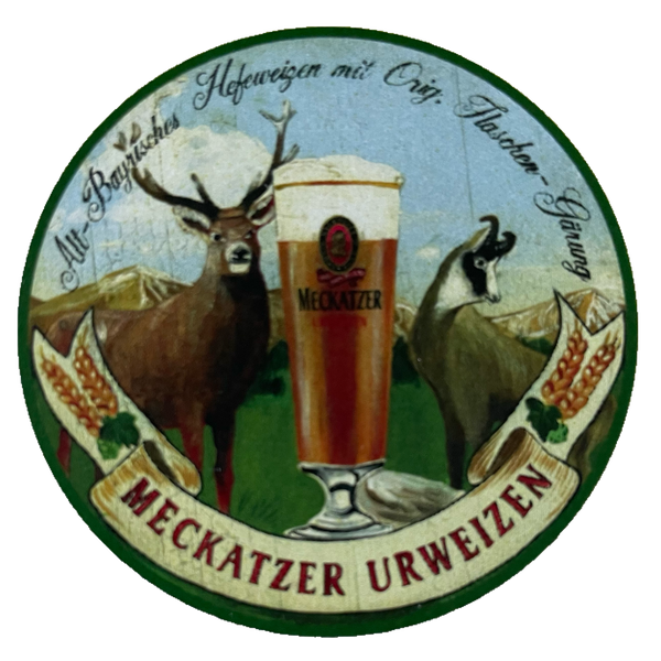 Nostalgie Holzschild Meckatzer Urweizen Bier Alkohol Glas Brauerei Schild
