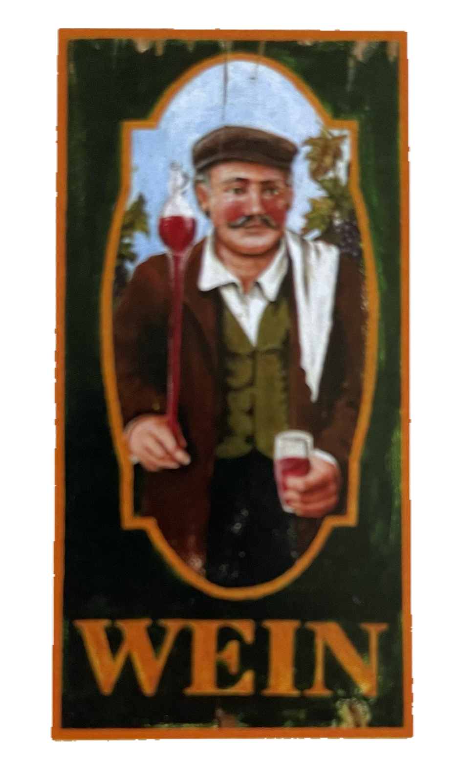 Nostalgie Holzschild Wein Trinker Alkohol Rebe Ernte Glas Flasche Trinken Schild