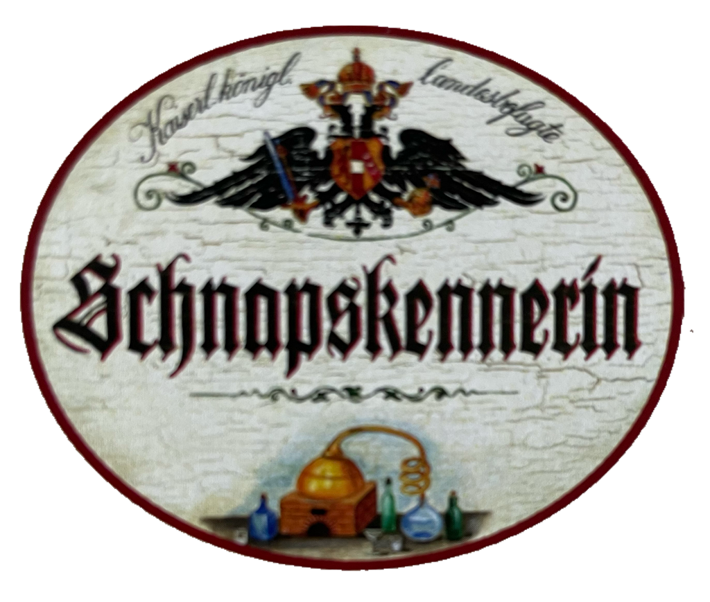 KuK Nostalgie Holzschild Landesbefugte Schnapskennerin Alkohol Schnaps Schild