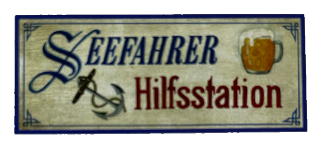 Nostalgie Holzschild Seefahrer Hilfsstation Jause Pause Alkohol Bier Schild