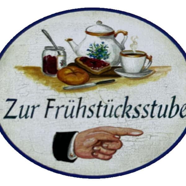 Nostalgie Holzschild Zur Frühstücksstube Pfeil Rechts Frühstücken Kaffee Schild