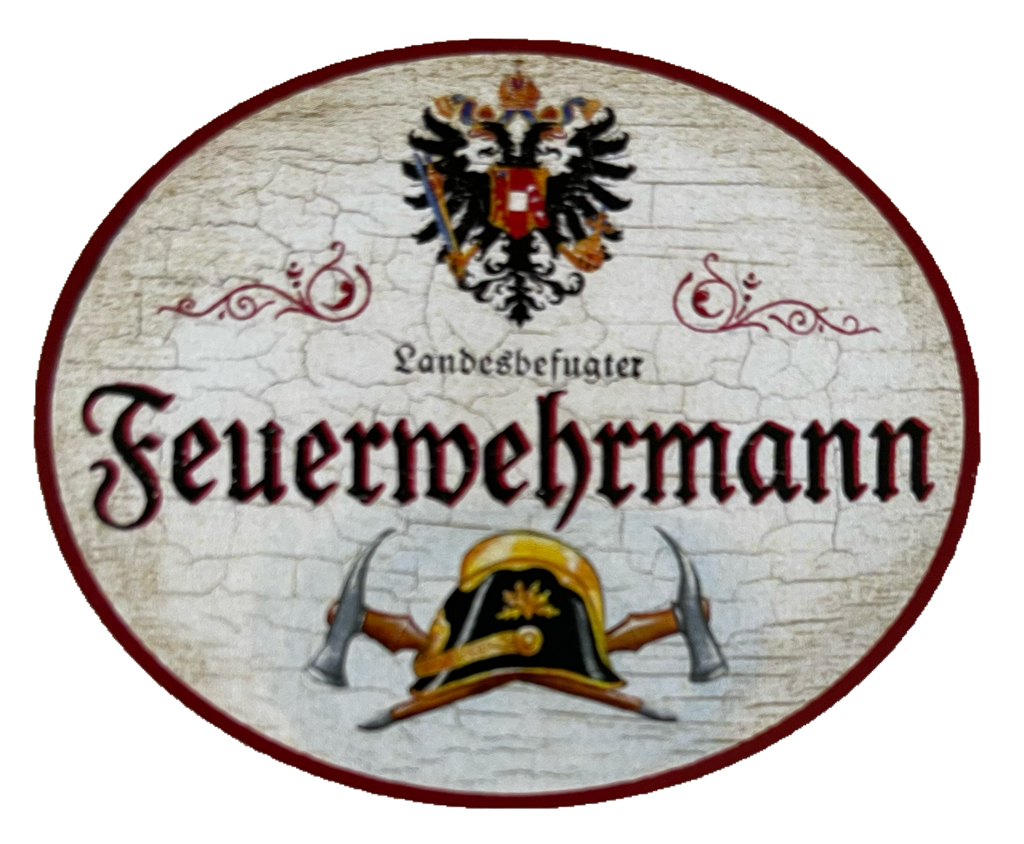 Nostalgie Holzschild Landesbefugter Feuerwehrmann Brand Schutz Feuer Schild