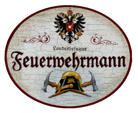 Nostalgie Holzschild Landesbefugter Feuerwehrmann Brand Schutz Feuer Schild
