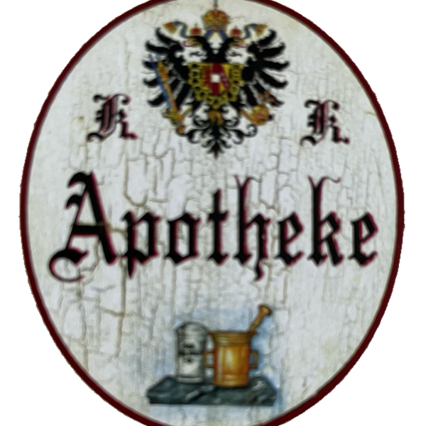 KuK Nostalgie Holzschild Apotheke Pharmazie Medikamente Apotheker Schild