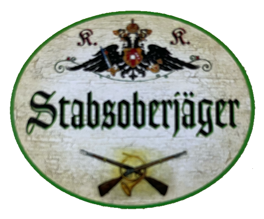KuK Nostalgie Holzschild Stabsoberjäger Jäger Jagd Jagen Gewehr Tier Wild Schild