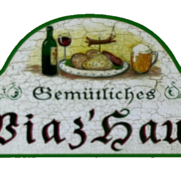 Nostalgie Holzschild Gemütliches Wiaz'Haus Wirtshaus Wirt Alkohol Bier Schild