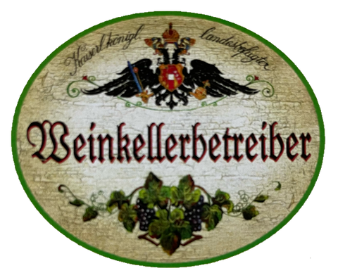 KuK Nostalgie Holzschild Landesbefugter Weinkellerbetreiber Alkohol Wein Schild