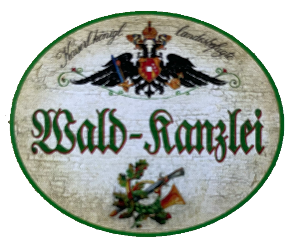 KuK Nostalgie Holzschild Landesbefugte Wald-Kanzlei Wald Bäume Forst Schild