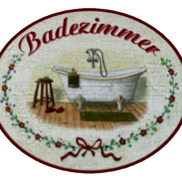 Nostalgie Holzschild Badezimmer Bad Badewanne Dusche Baden Duschen Schild
