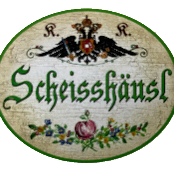 KuK Nostalgie Holzschild Scheisshäusl WC Toilette Klo Schild