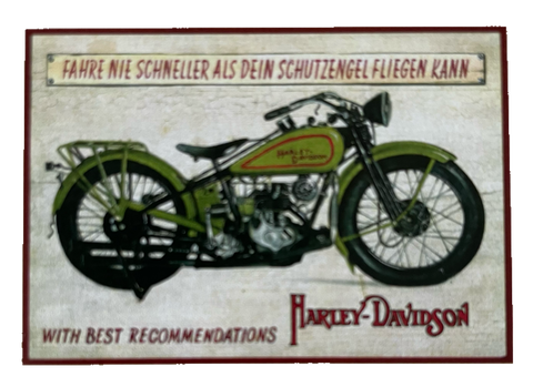 Nostalgie Holz Schild Fahre Nie Schneller Als Schutzengel Fliegen Kann Harley