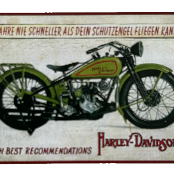 Nostalgie Holz Schild Fahre Nie Schneller Als Schutzengel Fliegen Kann Harley