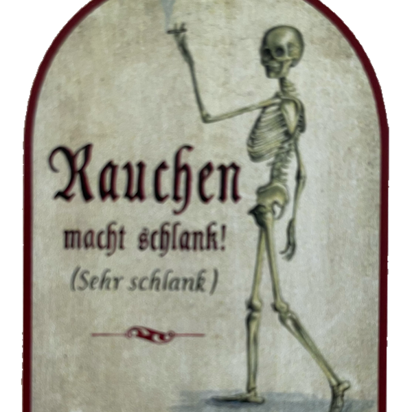 Nostalgie Holzschild Rauchen Macht Schlank Sehr Schlank Skelett Schild