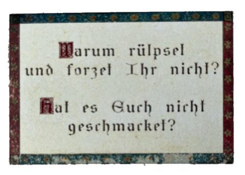 Nostalgie Holzschild Warum Rülpset & Forzet Ihr Nicht Rülpsen Schild