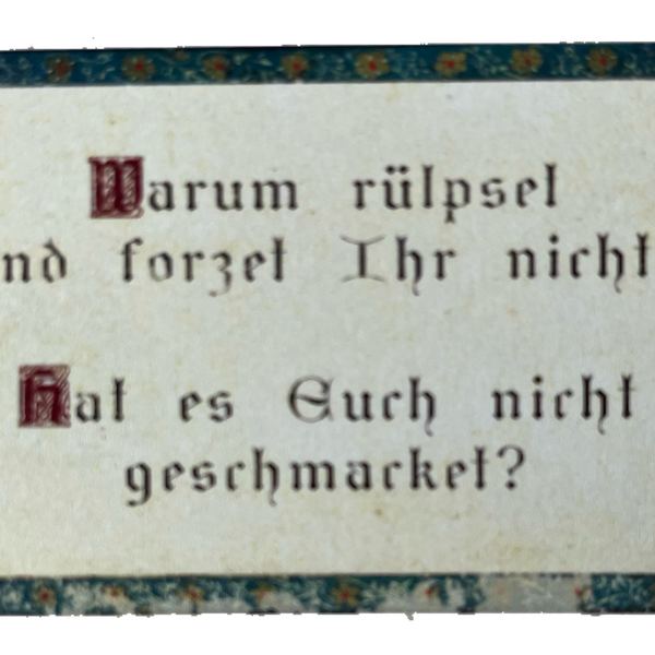 Nostalgie Holzschild Warum Rülpset & Forzet Ihr Nicht Rülpsen Schild