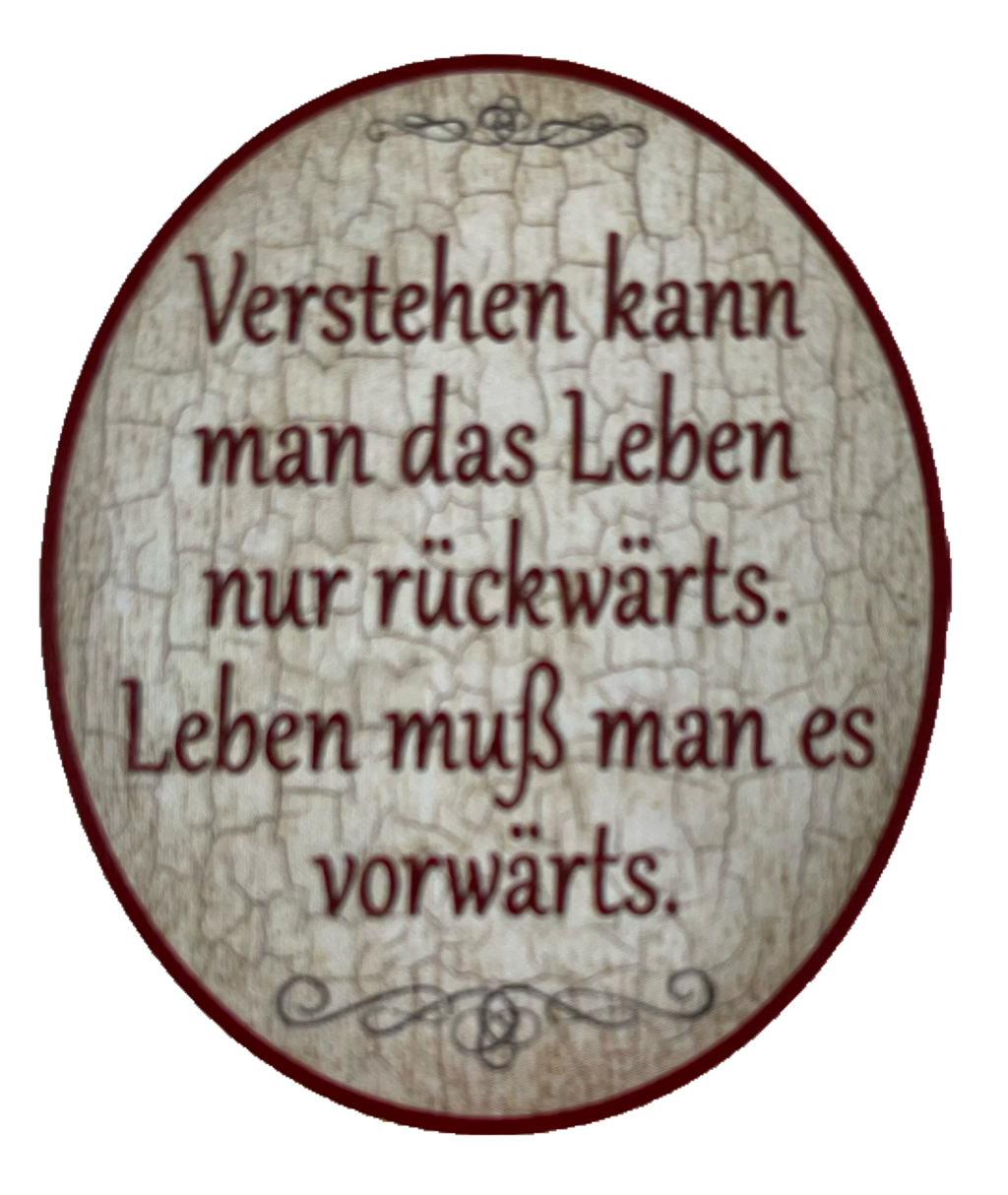 Nostalgie Holzschild Verstehen Kann Man Das Leben Nur Rückwärts Schild