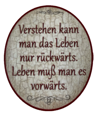 Nostalgie Holzschild Verstehen Kann Man Das Leben Nur Rückwärts Schild