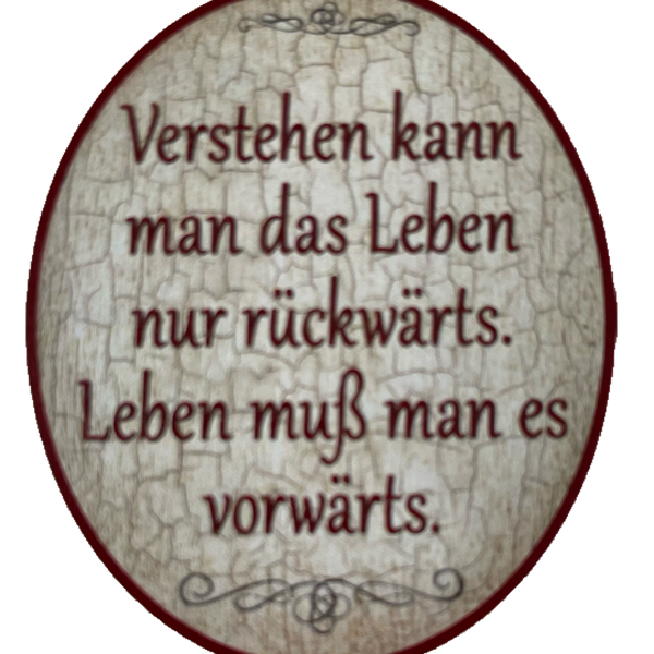 Nostalgie Holzschild Verstehen Kann Man Das Leben Nur Rückwärts Schild